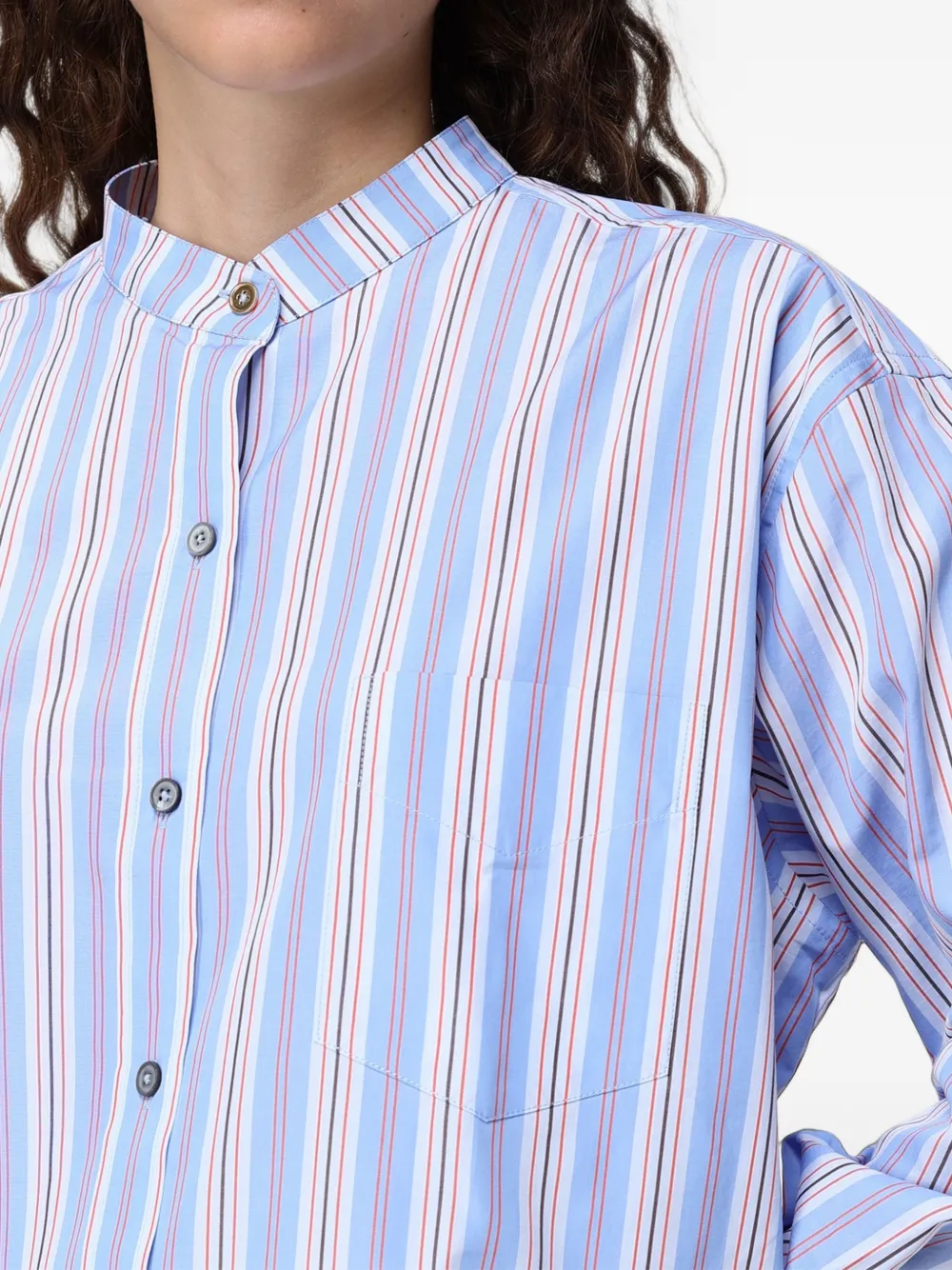 Paul Smith light blue Bengal stripe grandad shirt Blauw