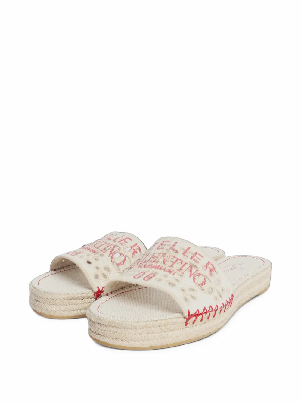 Valentino Garavani Pre-Owned Atelier broderie slides - Nude