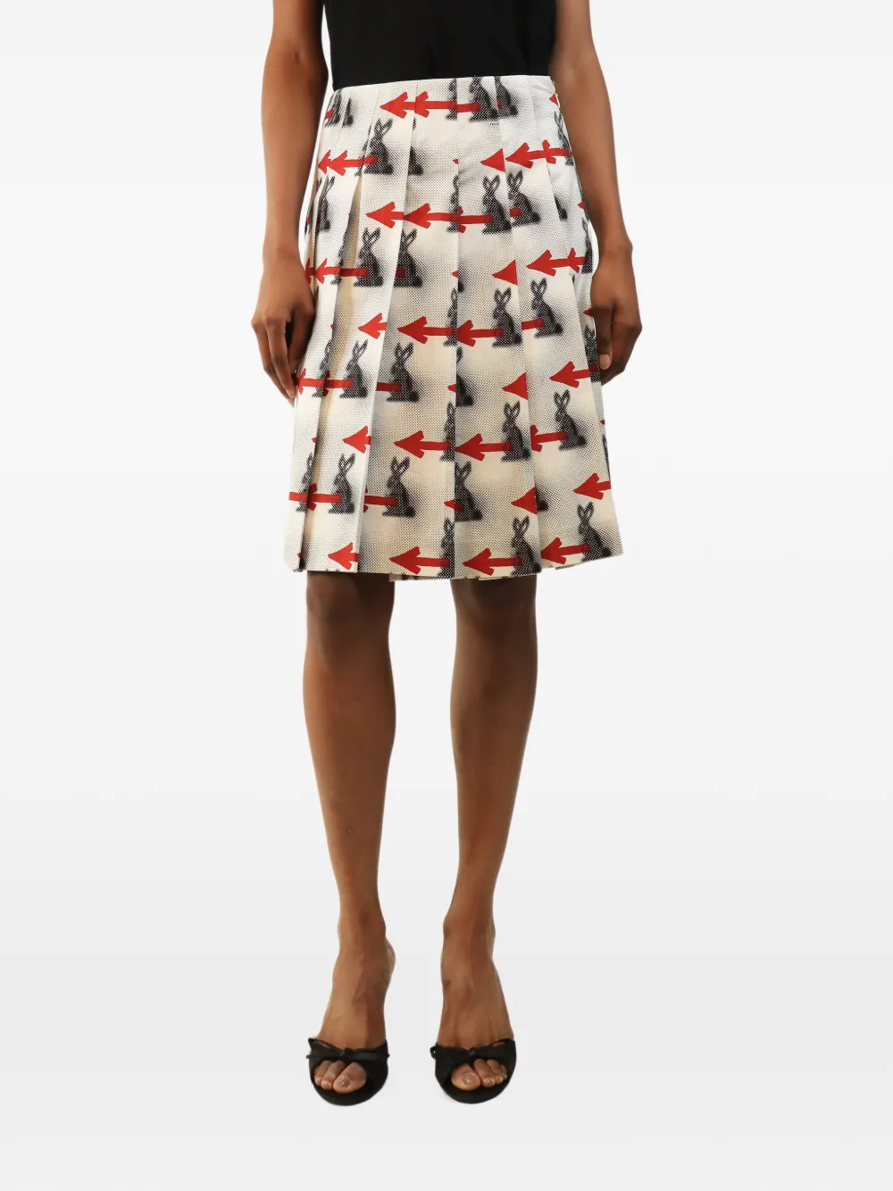 Prada Pre-Owned bunny-print pleated midi skirt - Weiß