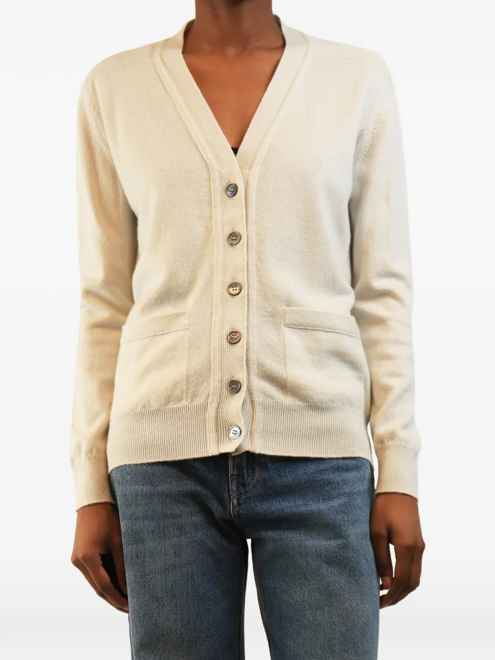 Crime button-up cashmere cardigan - Nude