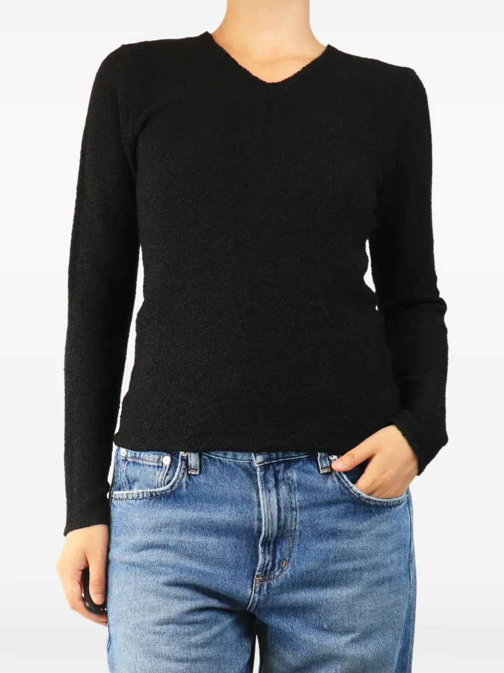 Pre-owned Totême Textured V-neck Top In Blue