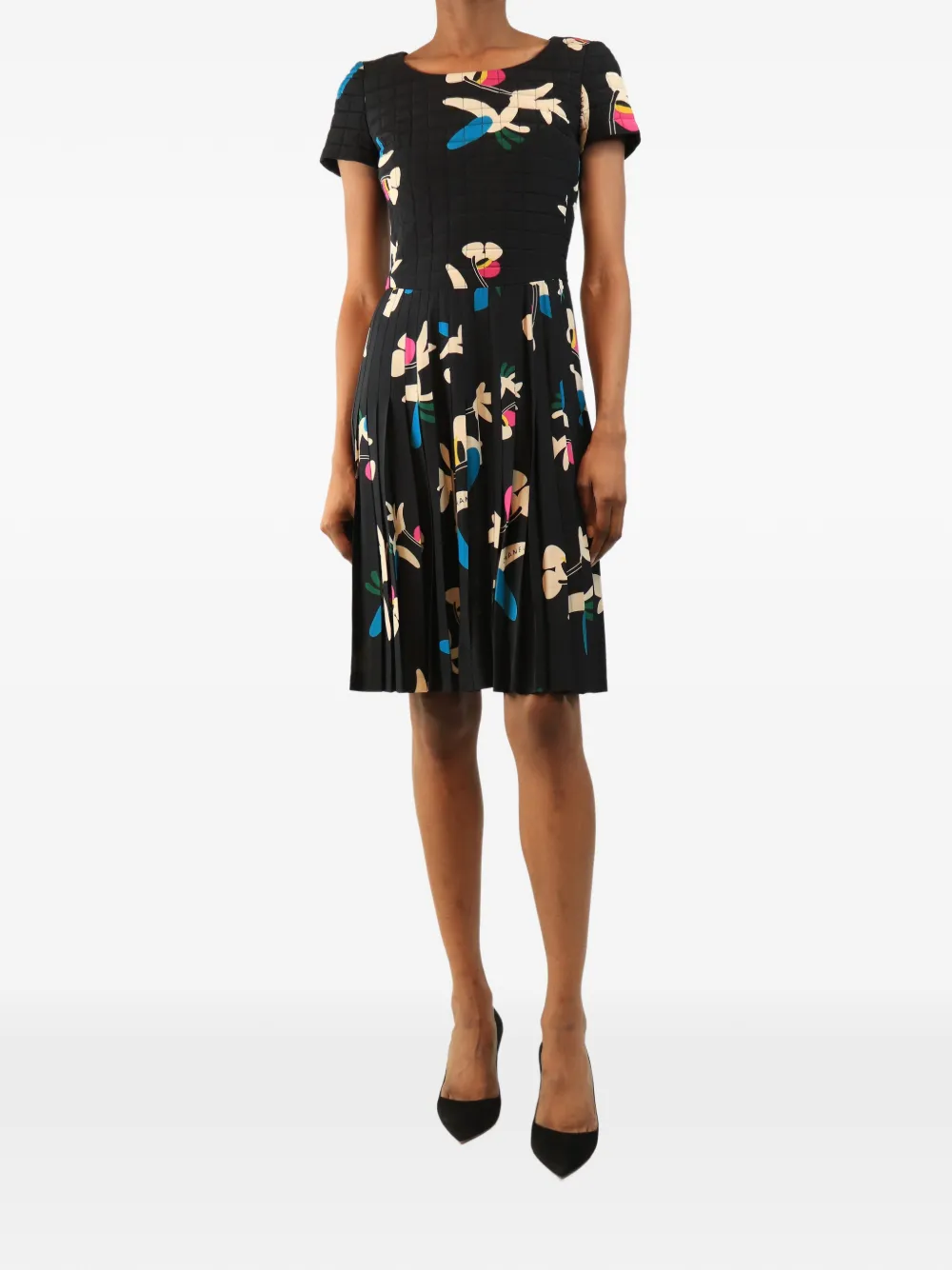 CHANEL Pre-Owned quilted pleated mini dress - Black