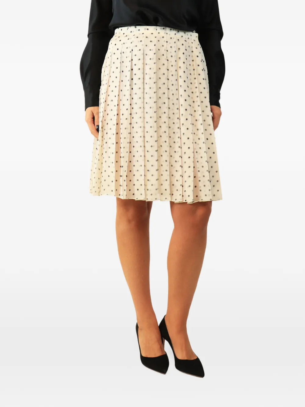 Prada Pre-Owned polka dot pleated mini skirt - Weiß