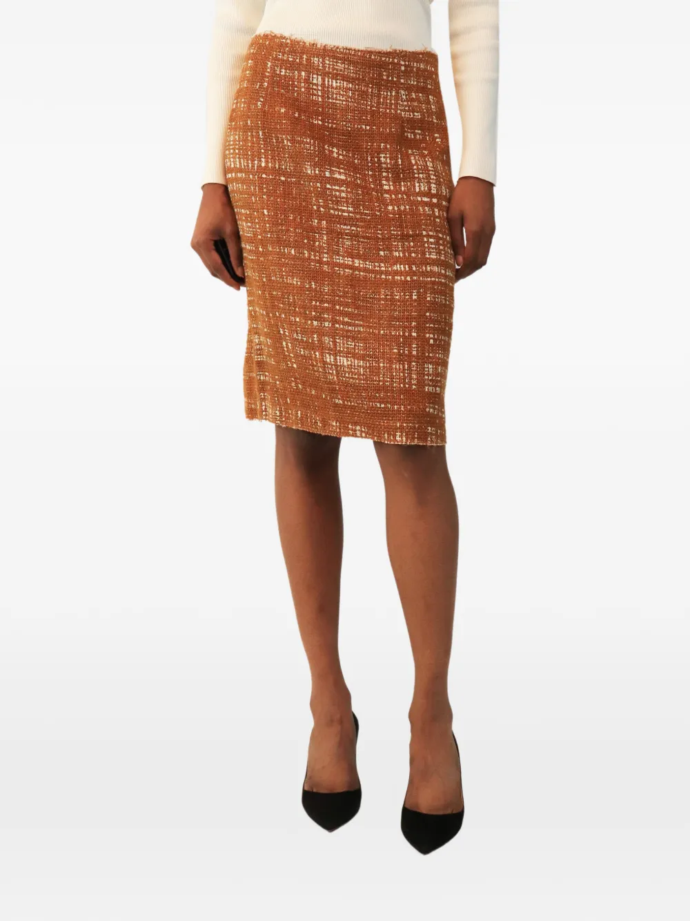 Prada Pre-Owned 2012 Reissue Trompe l'œil pencil mini skirt - Braun