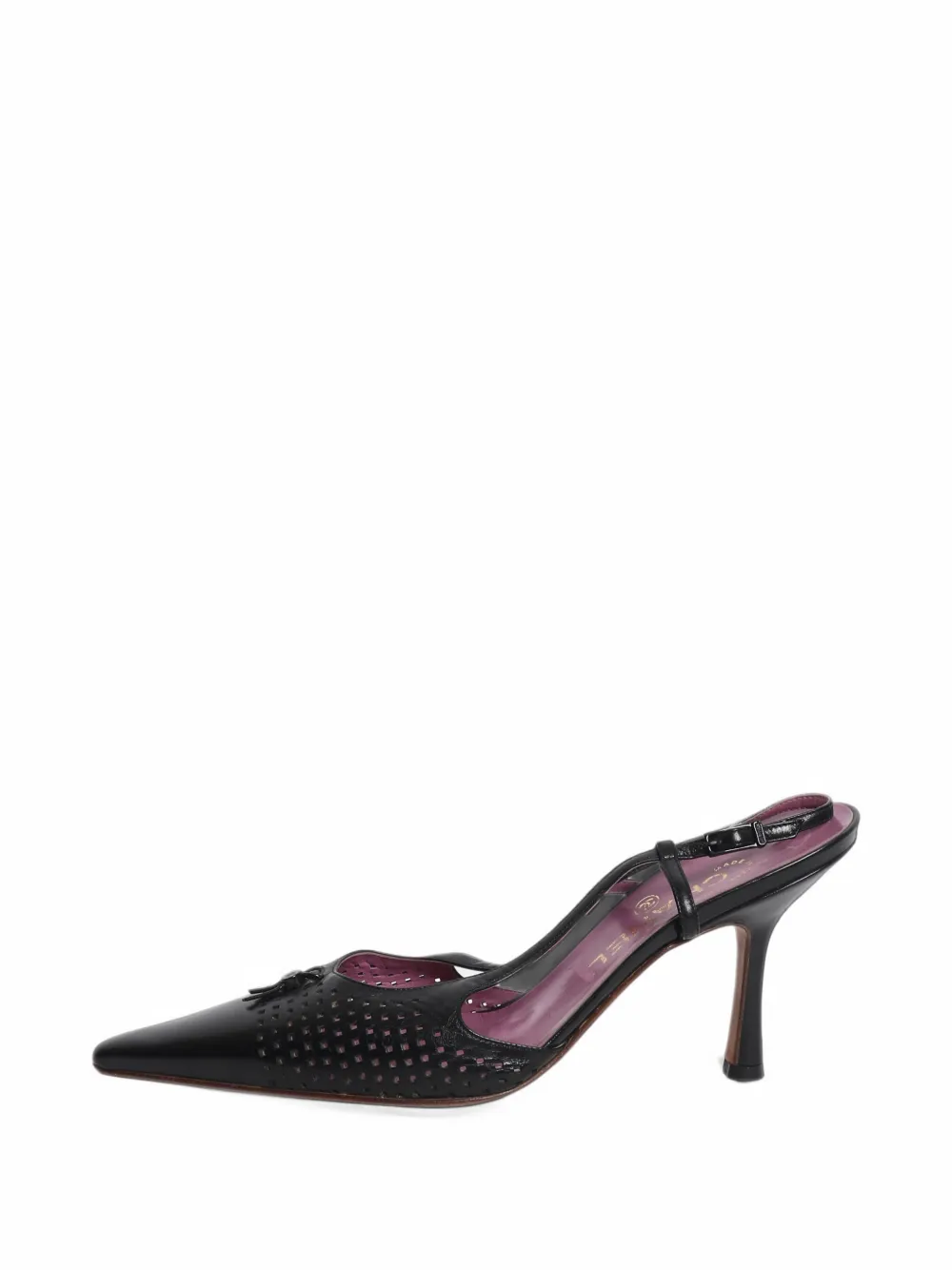 CHANEL Pre-Owned perforated point-toe slingback pumps - Schwarz