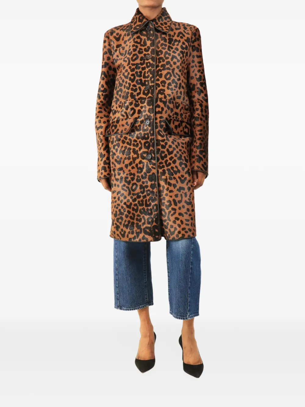 TOTEME leopard-print calf hair coat - Brown