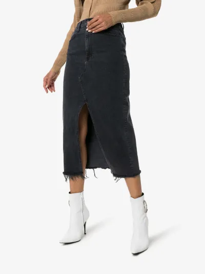 front slit denim skirt