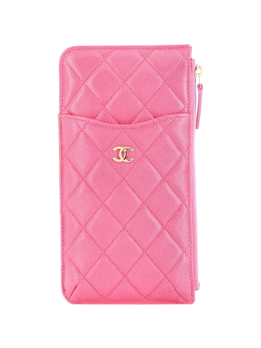 CHANEL Pre-Owned Classic Phone Case Quilted Caviar pouch - Pink