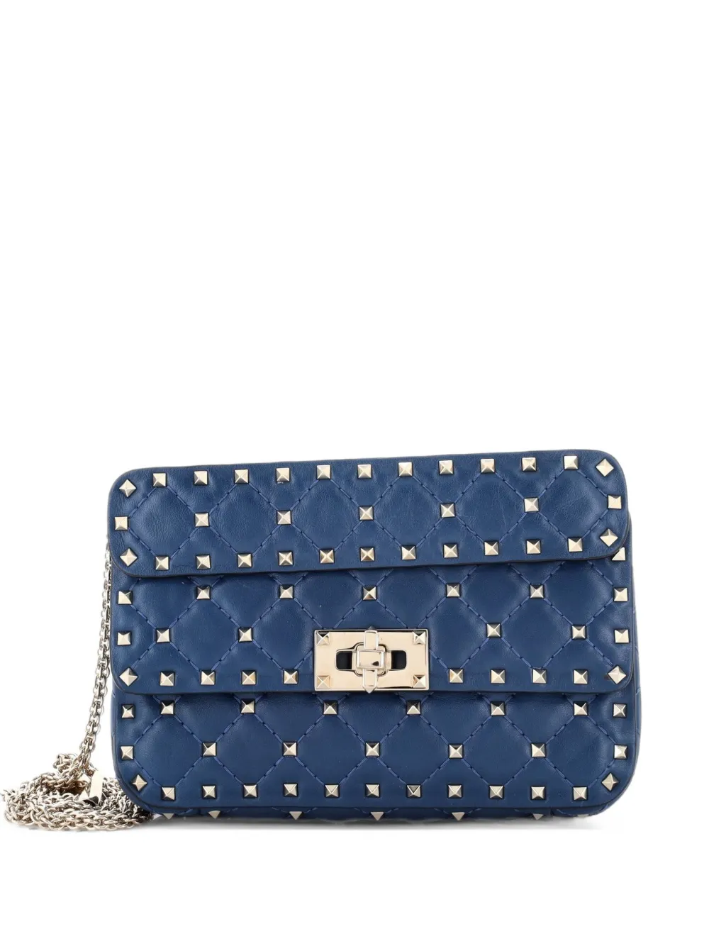 Valentino Garavani Pre-Owned Rockstud Spike Flap Bag Quilted Leather Small crossbody bag - Blau