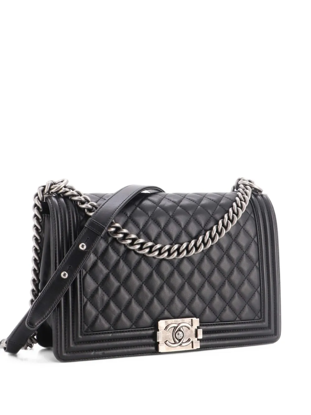CHANEL Pre-Owned Boy Flap Bag Quilted Lambskin New Medium shoulder bag - Black