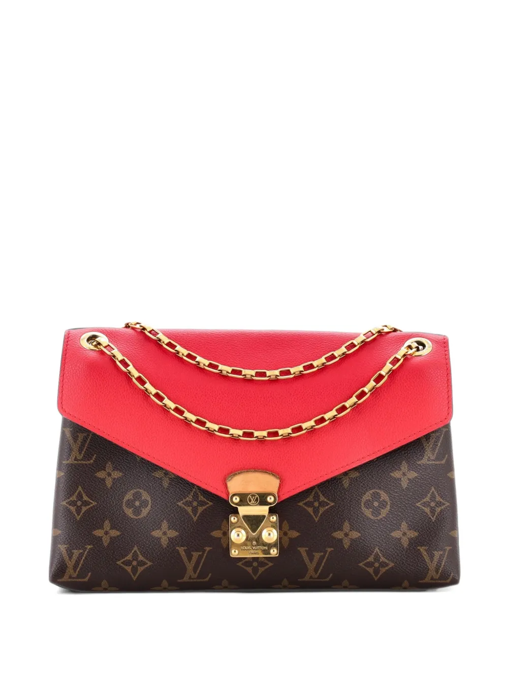 Louis Vuitton Pre-Owned Pallas Chain Monogram Canvas and Calfskin shoulder bag - Red