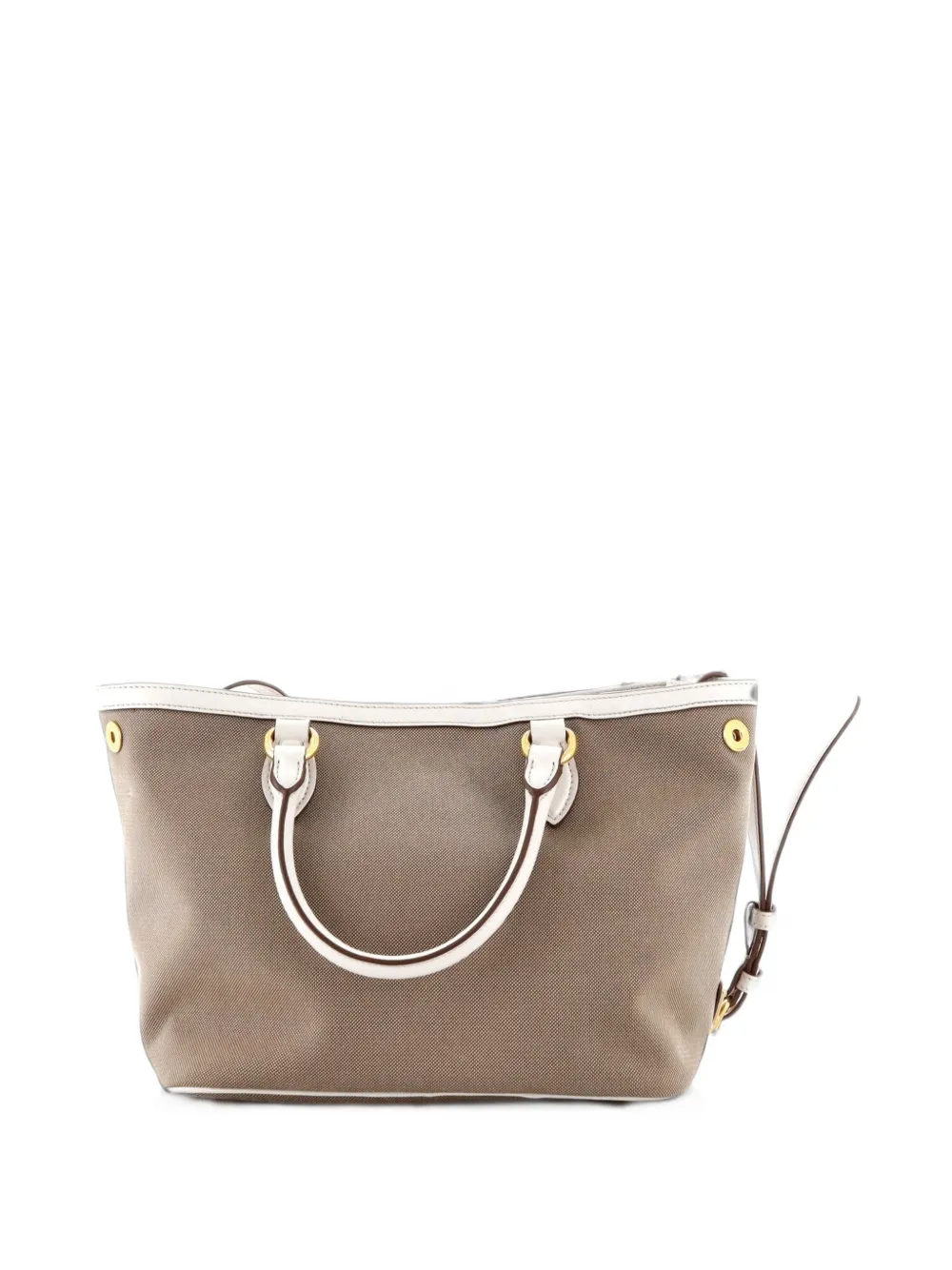 Prada Pre-Owned Logo Convertible Zip Canvas with Leather Small tote bag - Neutrals