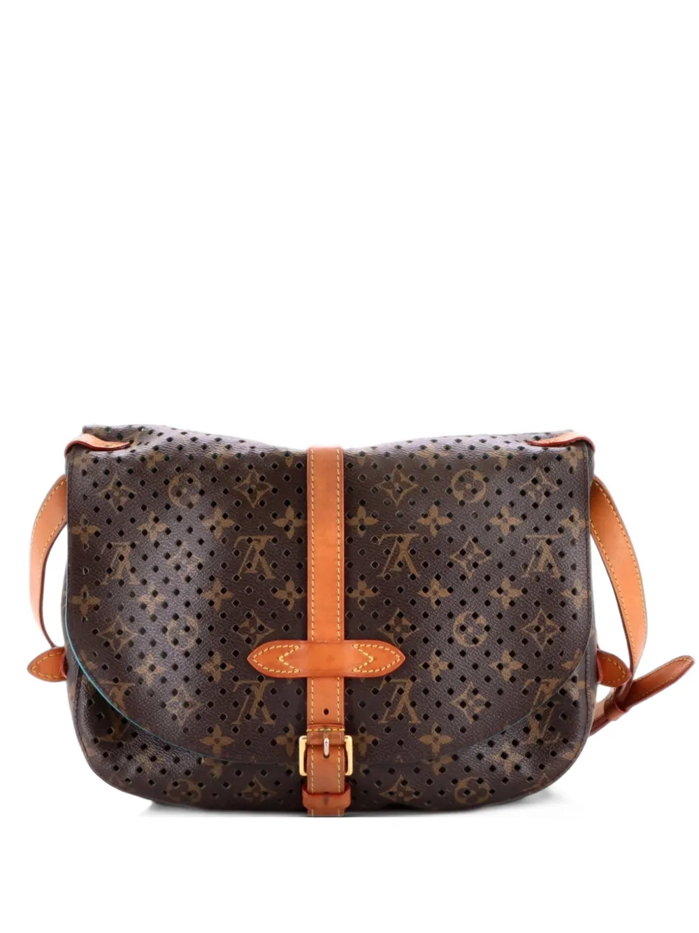 Louis Vuitton Pre-Owned Flore Saumur Handbag Perforated Monogram Canvas crossbody bag - Braun