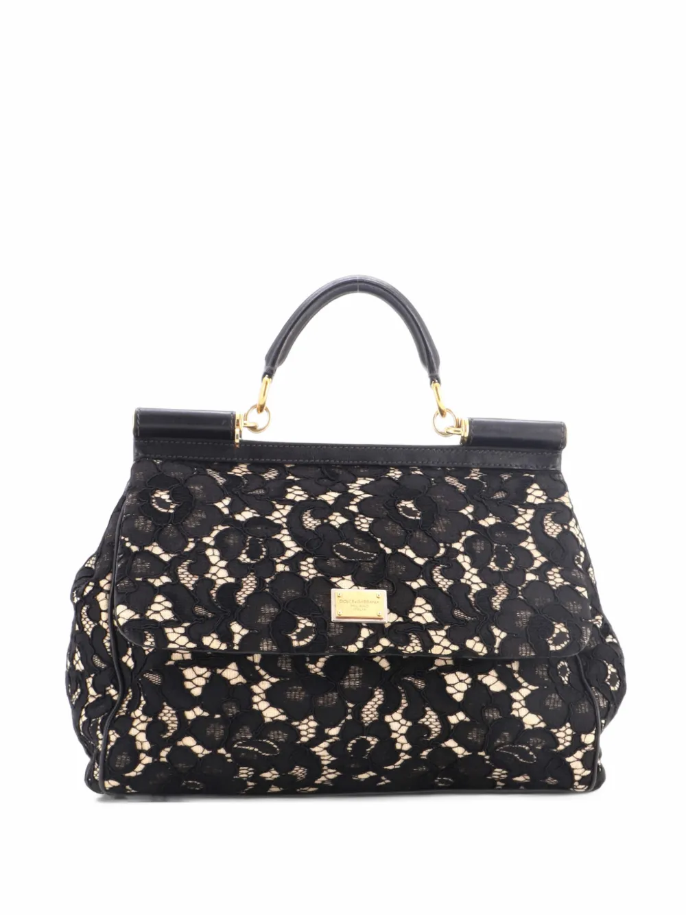 Dolce & Gabbana Pre-Owned Soft Miss Sicily Bag Floral Lace Medium shoulder bag - Schwarz