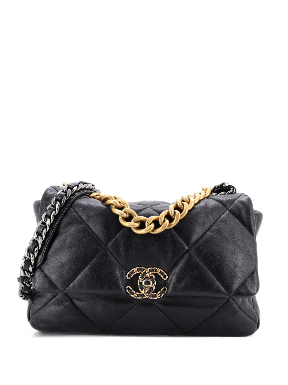 CHANEL Pre-Owned 19 Flap Bag Quilted Leather Large crossbody bag - Black