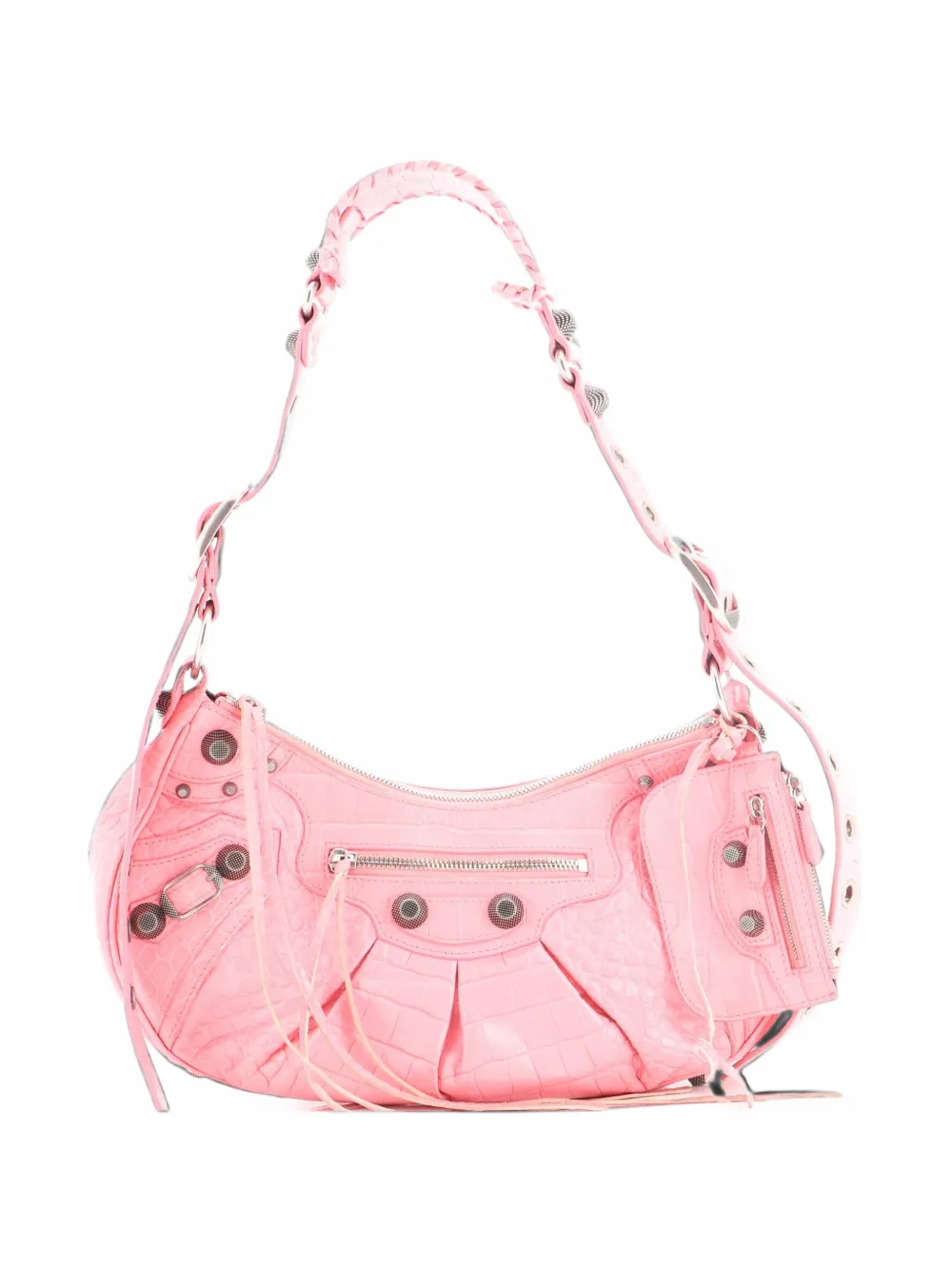 Balenciaga Pre-Owned Le Cagole Giant Studs Crocodile Embossed Leather Small shoulder bag - Rosa
