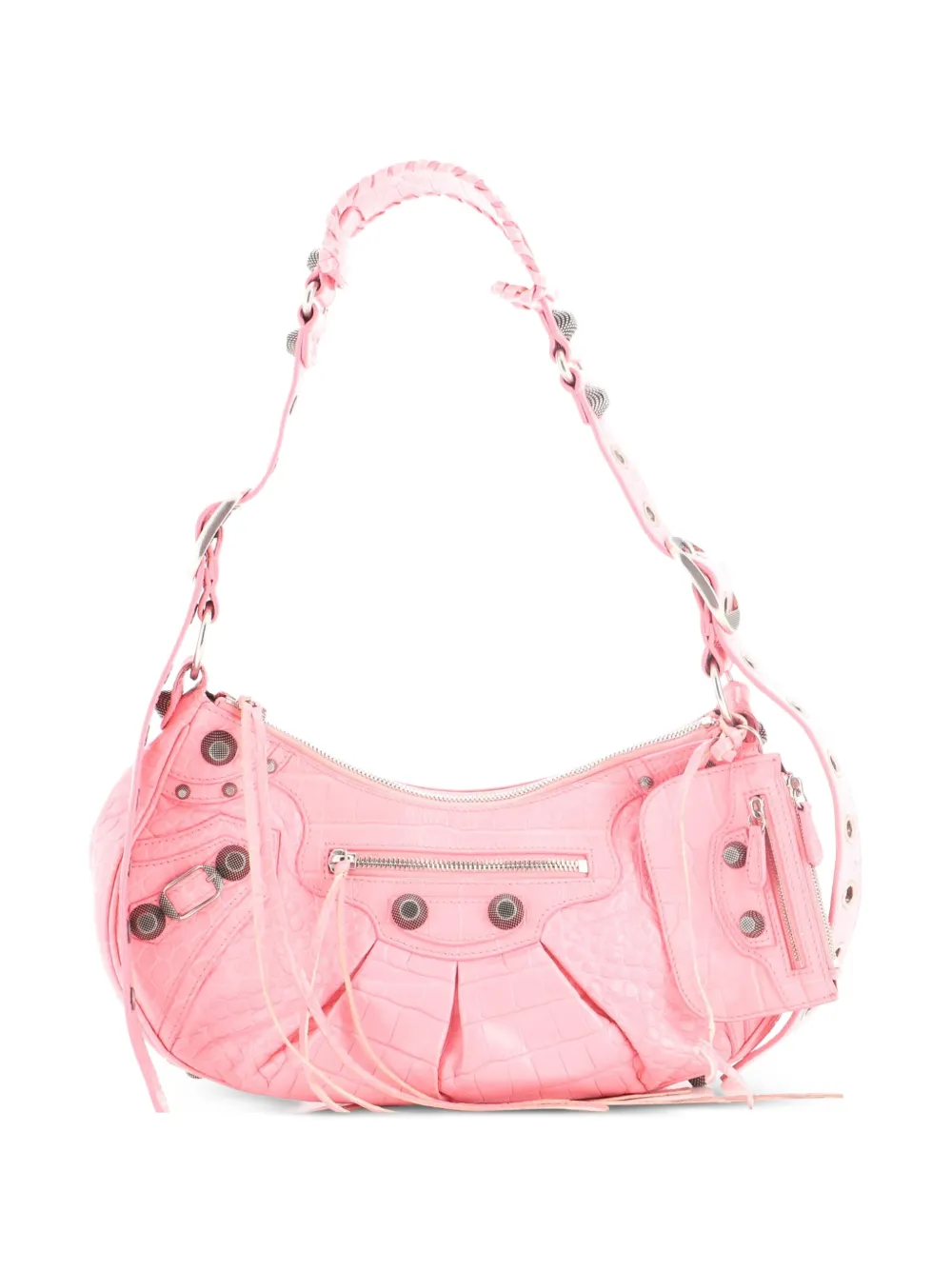 Balenciaga Pre-Owned Le Cagole Giant Studs Crocodile Embossed Leather Small shoulder bag - Rosa