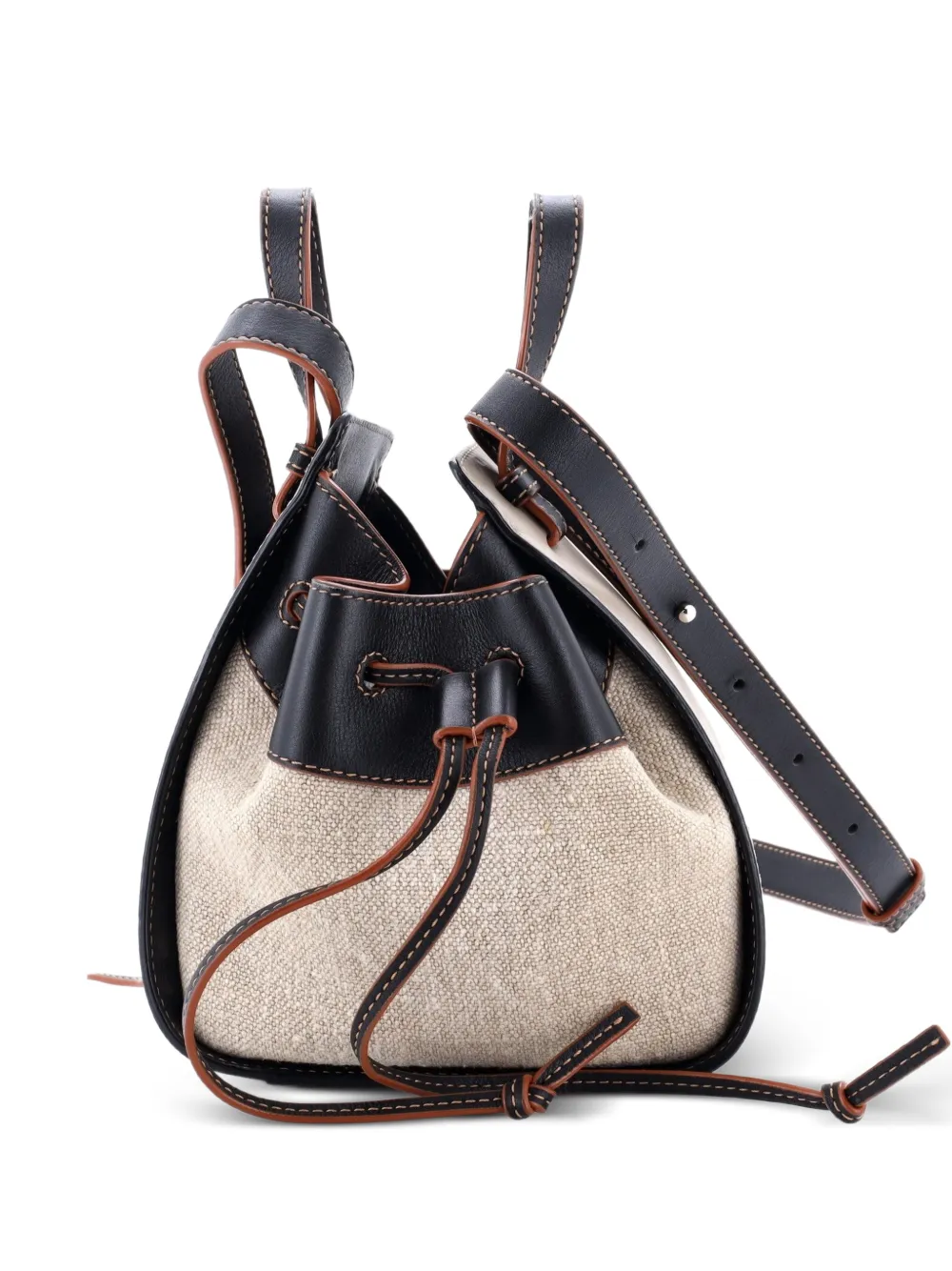 Loewe Pre-Owned Hammock Bag Leather and Canvas Mini crossbody bag - Nude