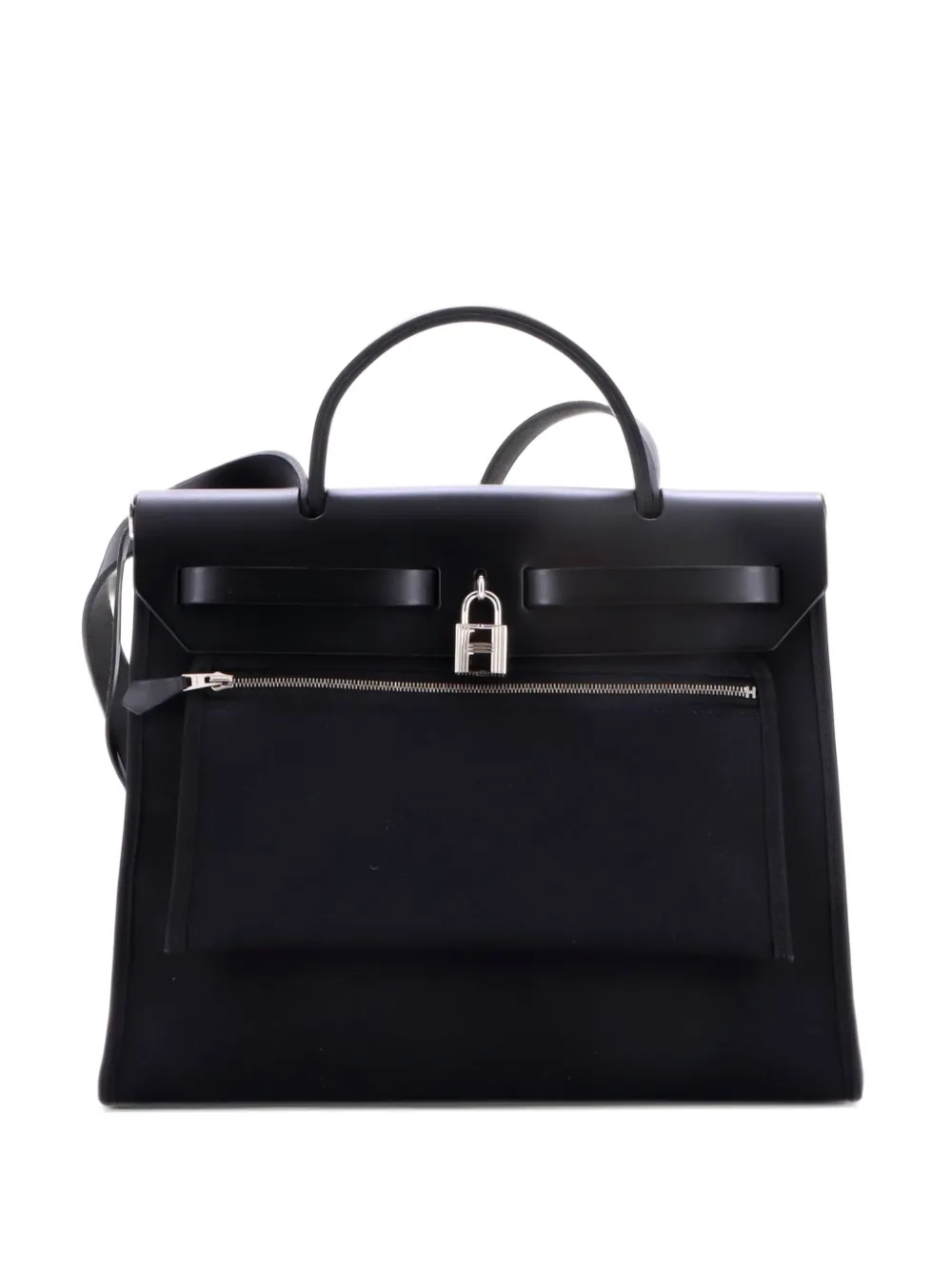 Hermès Pre-Owned Herbag Zip Leather and Toile Schultertasche 31cm - Schwarz