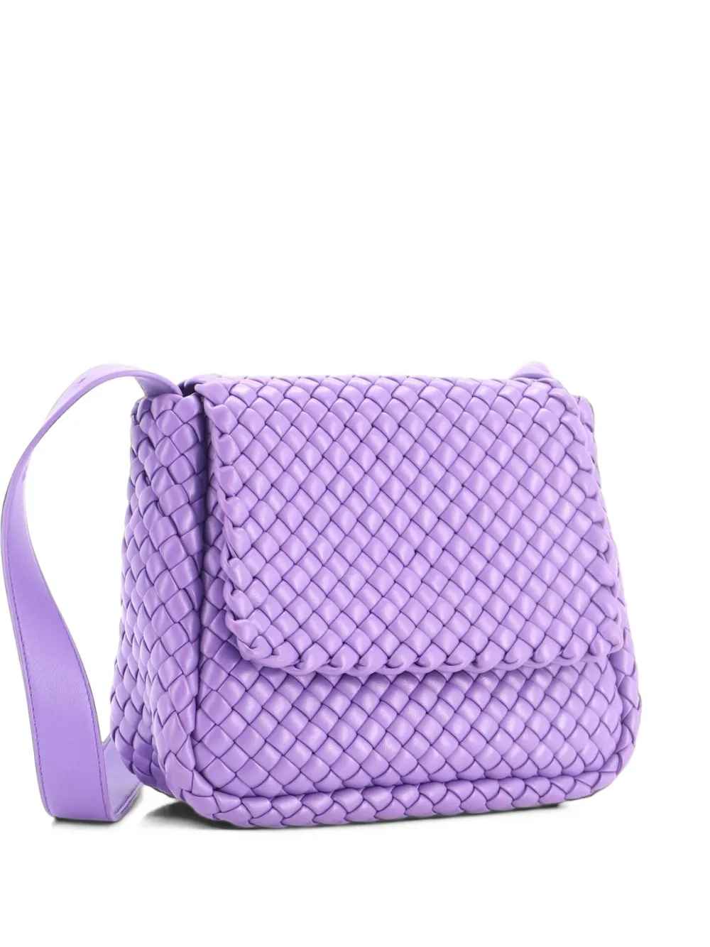 Bottega Veneta Pre-Owned Cobble Flap Padded Intrecciato Leather Small shoulder bag - Violett