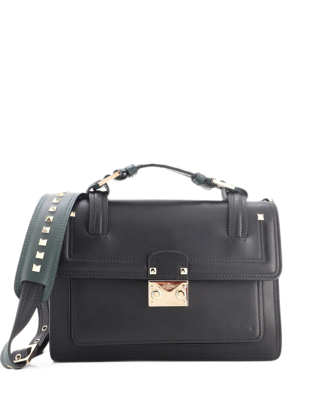 Valentino Garavani Pre-Owned Cabana Top Handle Flap Bag Leather Medium shoulder bag - Black