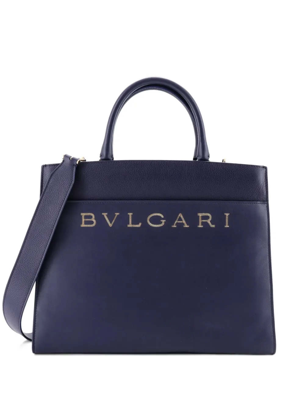 Bvlgari Pre-Owned Embellished Logo Tote Bag Leather Medium crossbody bag - Blu