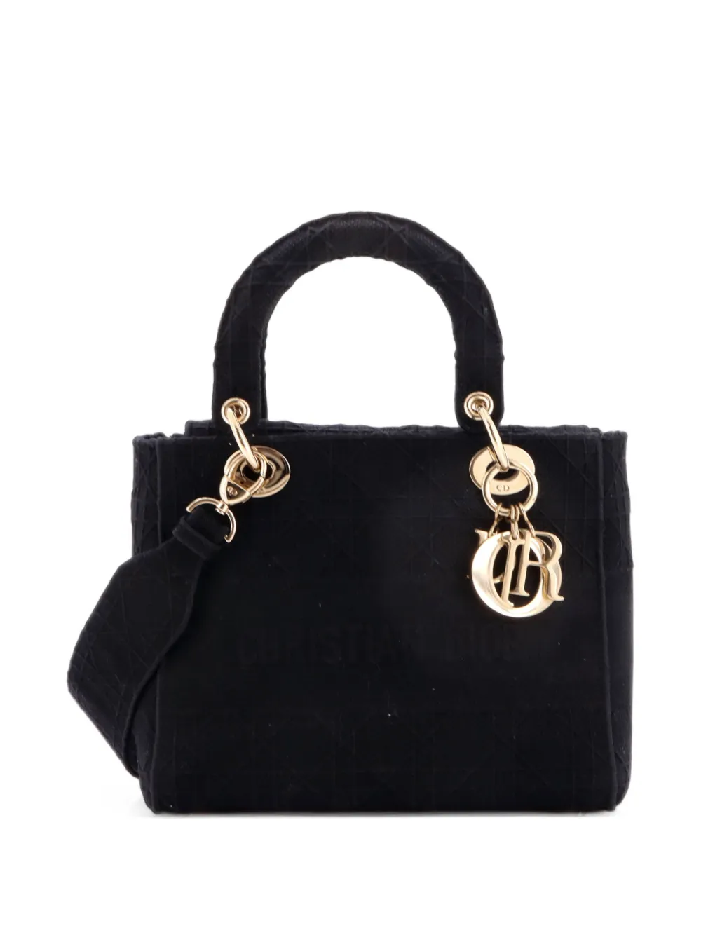Christian Dior Pre-Owned Lady D-Lite Bag Cannage Embroidered Canvas Medium satchel - Schwarz