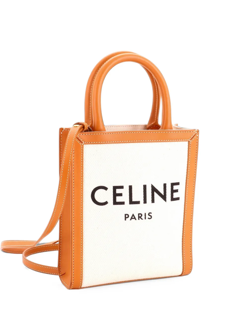 Celine Pre-Owned Vertical Cabas Canvas with Leather Mini tote bag - Brown
