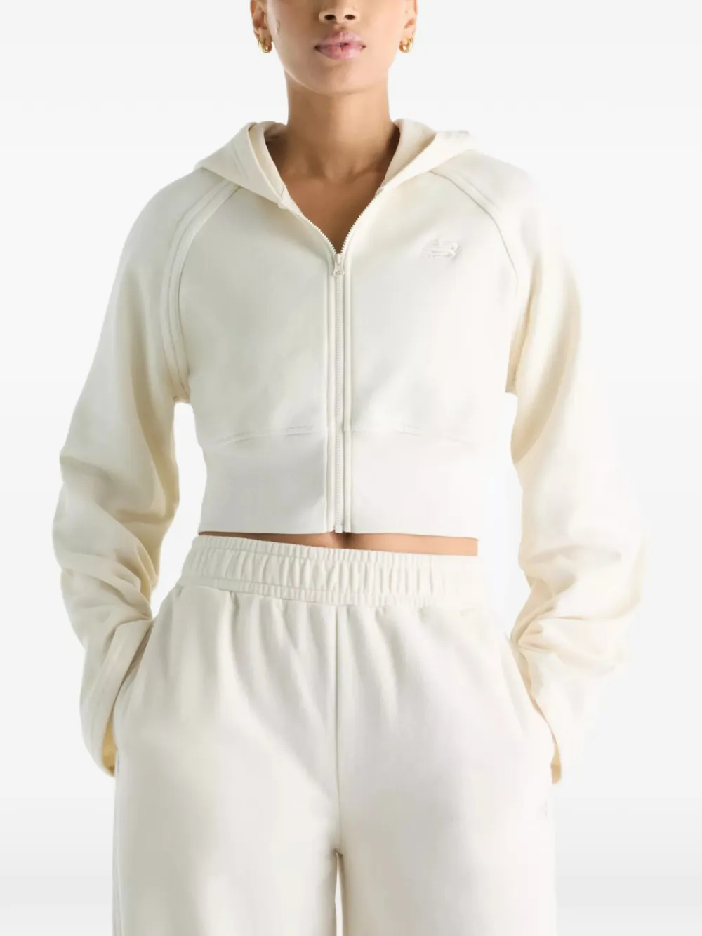 New Balance brushed coastal fleece full zip jacket - Weiß