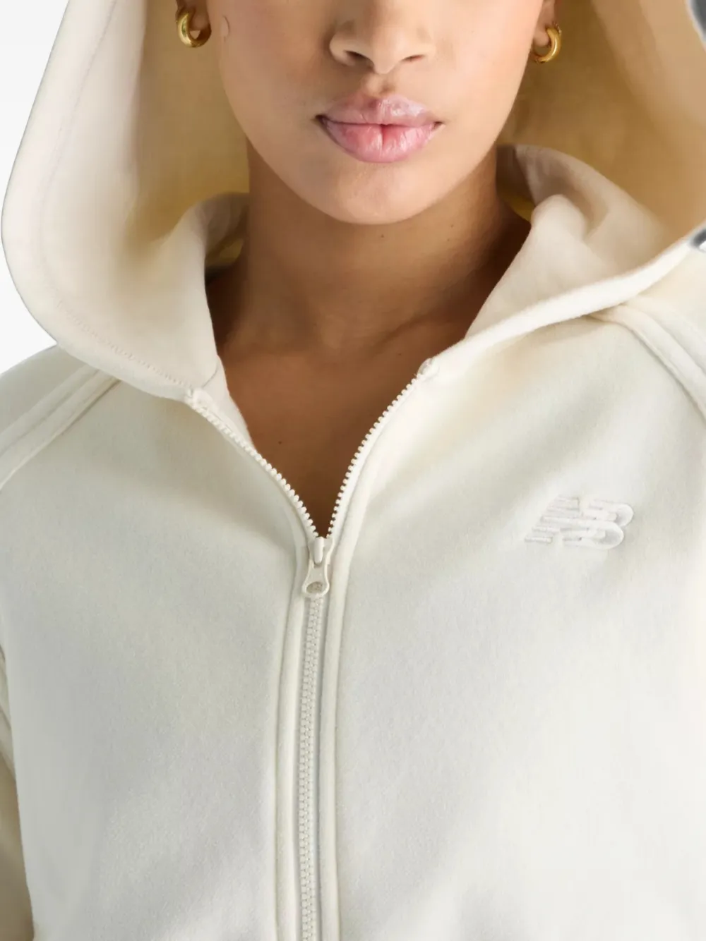 New Balance brushed coastal fleece full zip jacket Wit