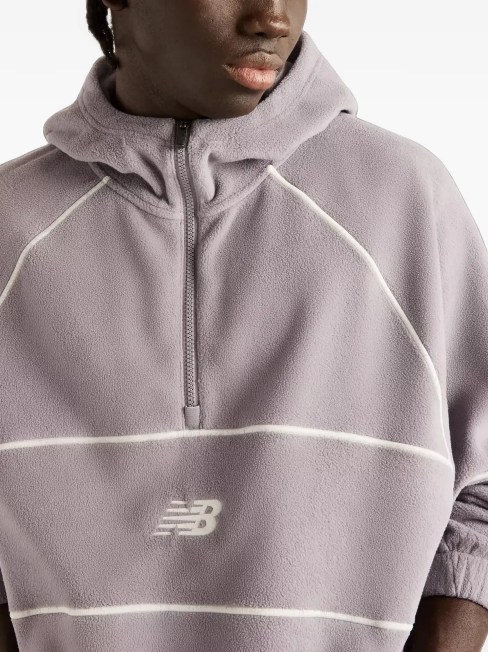 New Balance Trackside polar fleece hoodie Grijs