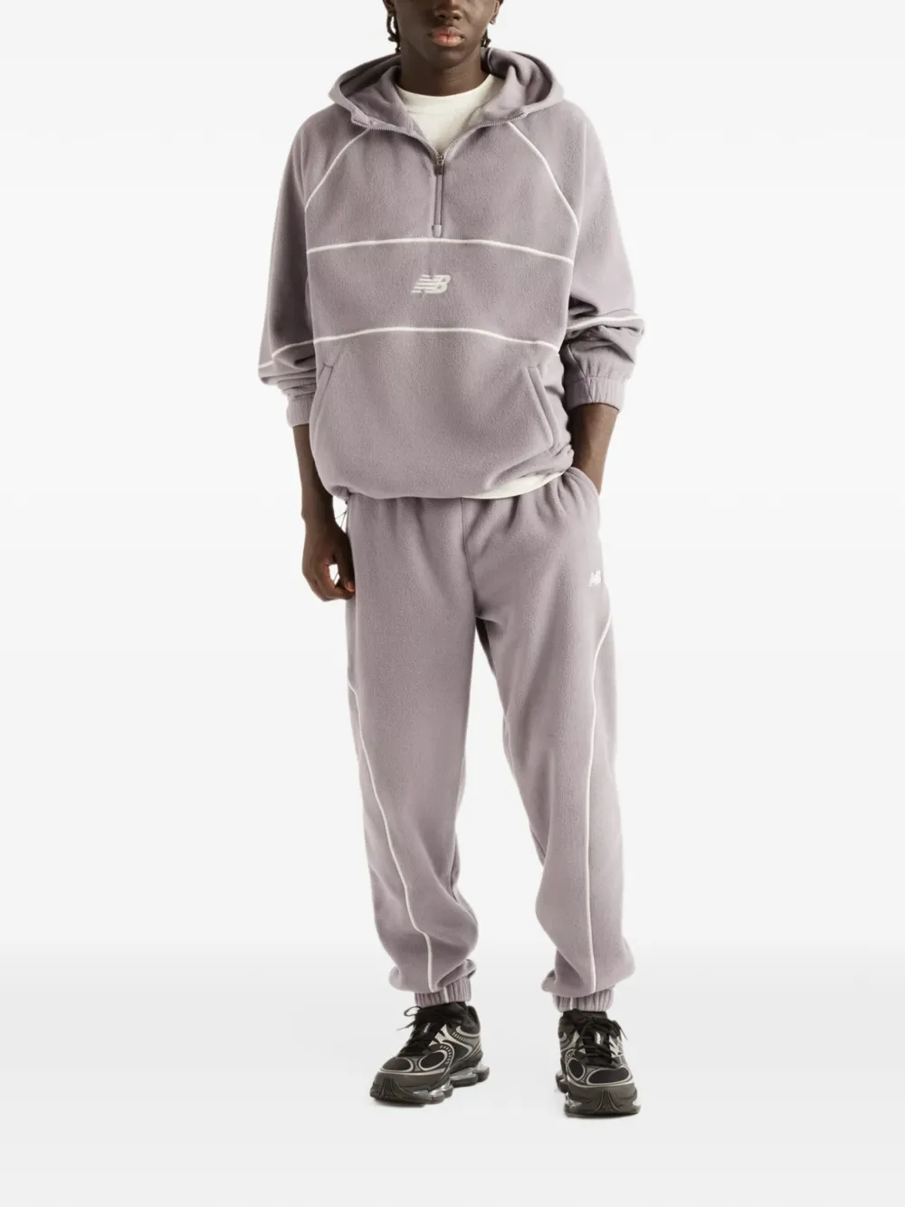 New Balance Trackside polar fleece hoodie Grijs