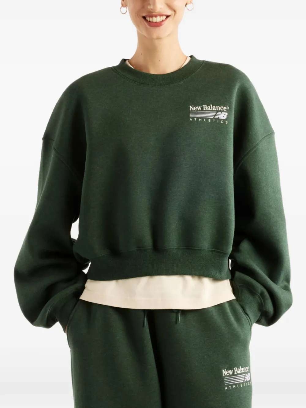 New Balance brushed coastal fleece full zip jacket Wit