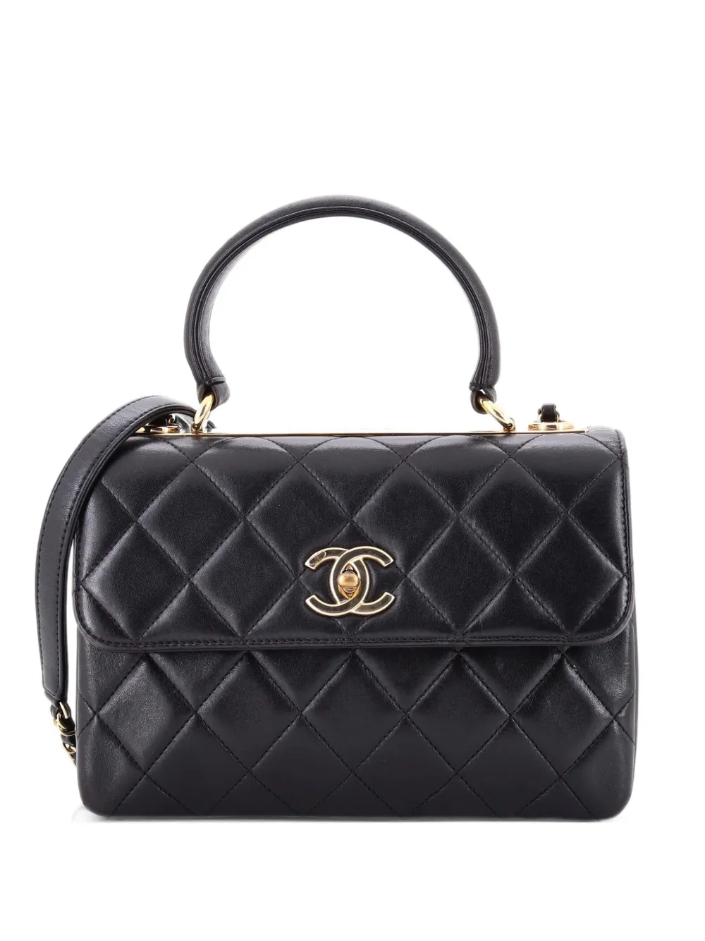CHANEL Pre-Owned Trendy CC Top Handle Bag Quilted Lambskin Small shoulder bag - Black