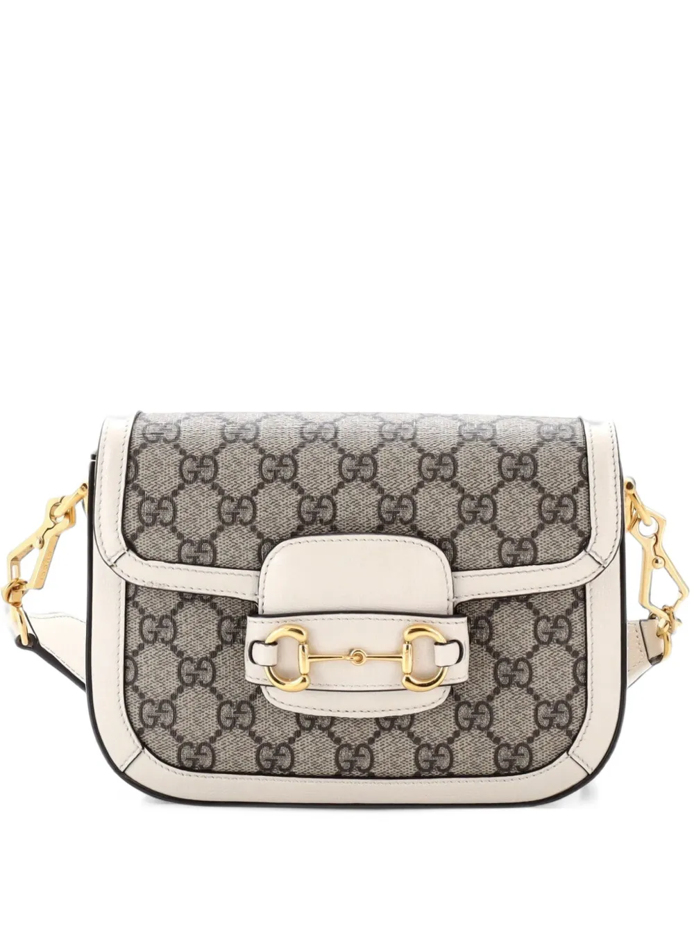 Gucci Pre-Owned Horsebit 1955 Shoulder Bag GG Coated Canvas with Leather Mini crossbody bag - Bianco