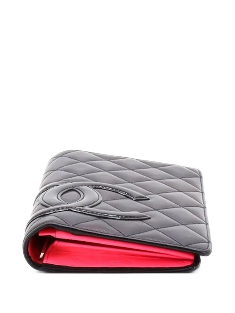 CHANEL Pre-Owned Cambon Bifold Wallet Quilted Lambskin Long small wallets - Black