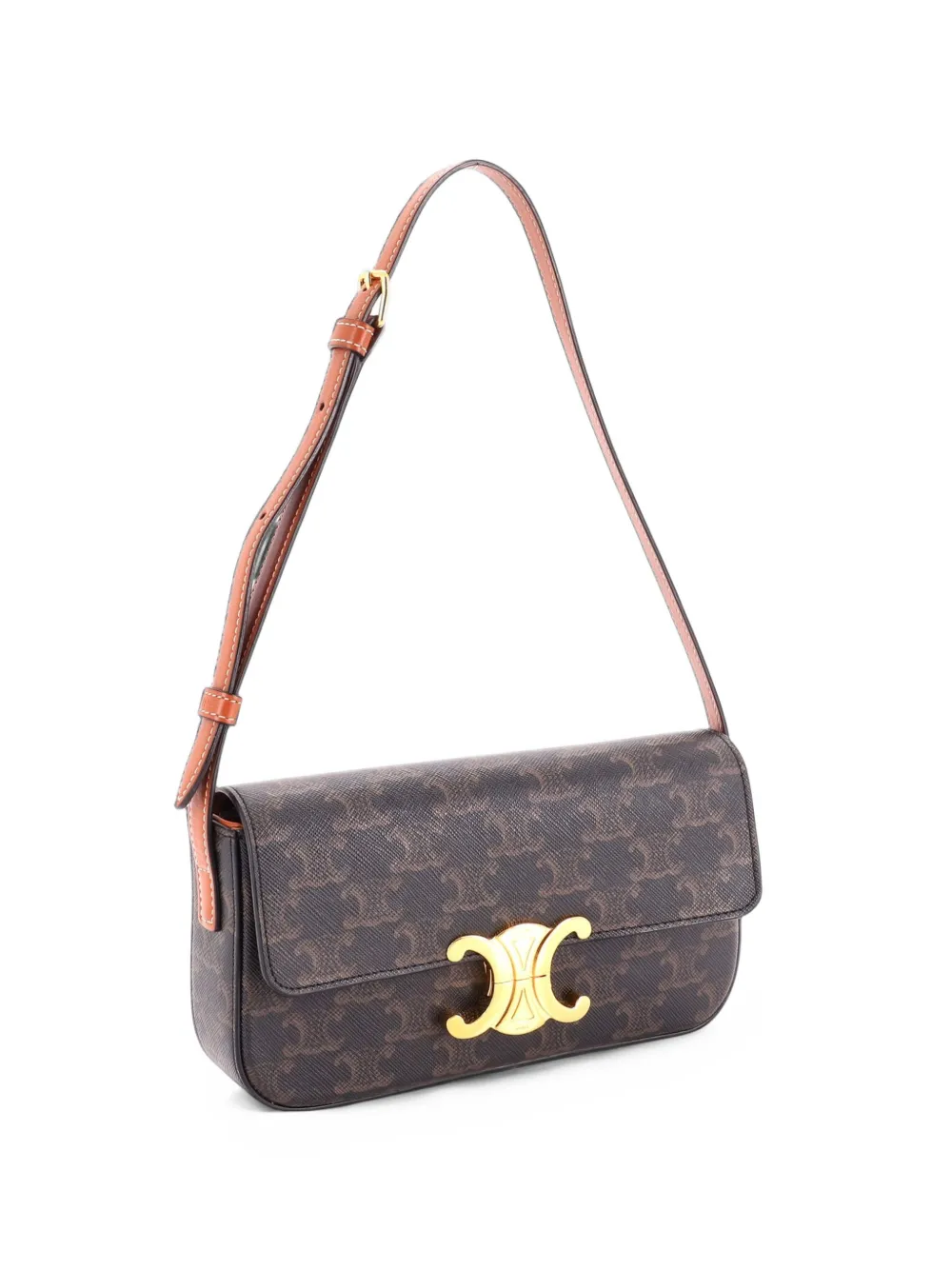 Celine Pre-Owned Triomphe East-West Triomphe Coated Canvas shoulder bag - Braun