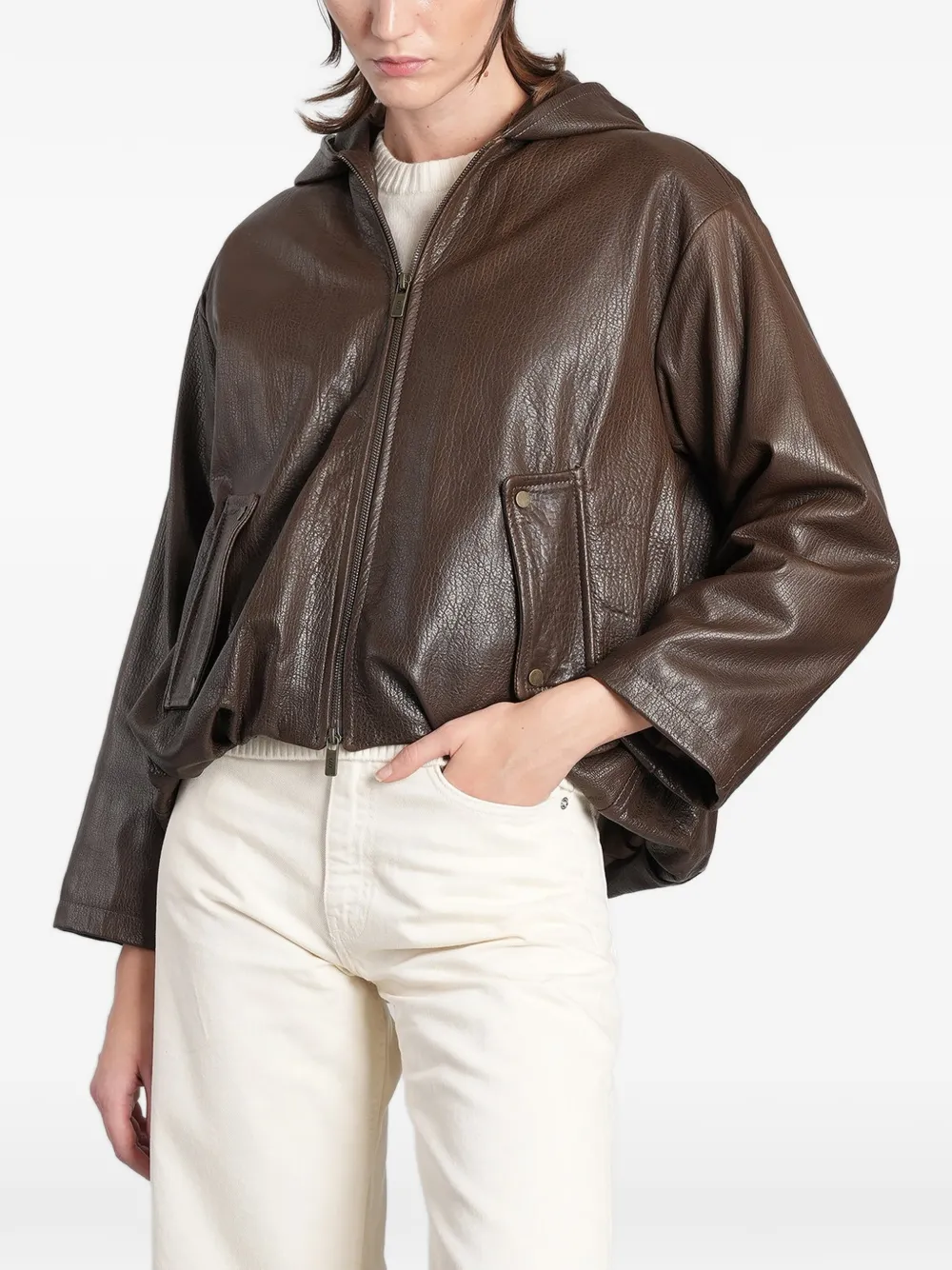 Salvatore Santoro hooded leather jacket Bruin