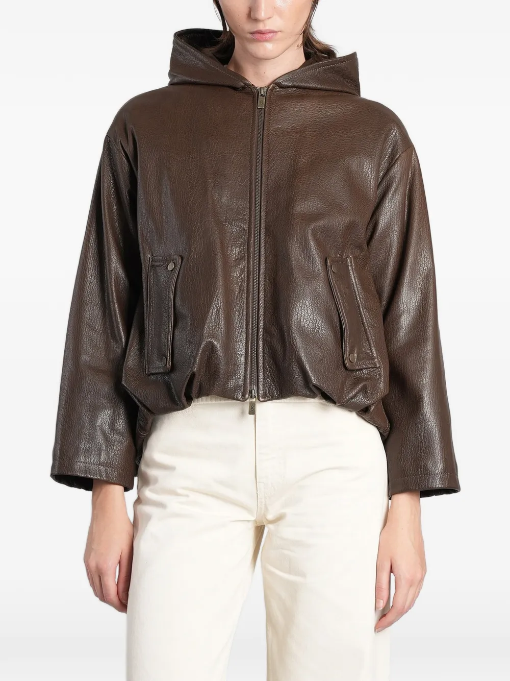 Salvatore Santoro hooded leather jacket Bruin