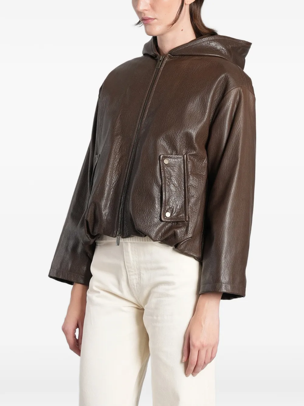 Salvatore Santoro hooded leather jacket Bruin