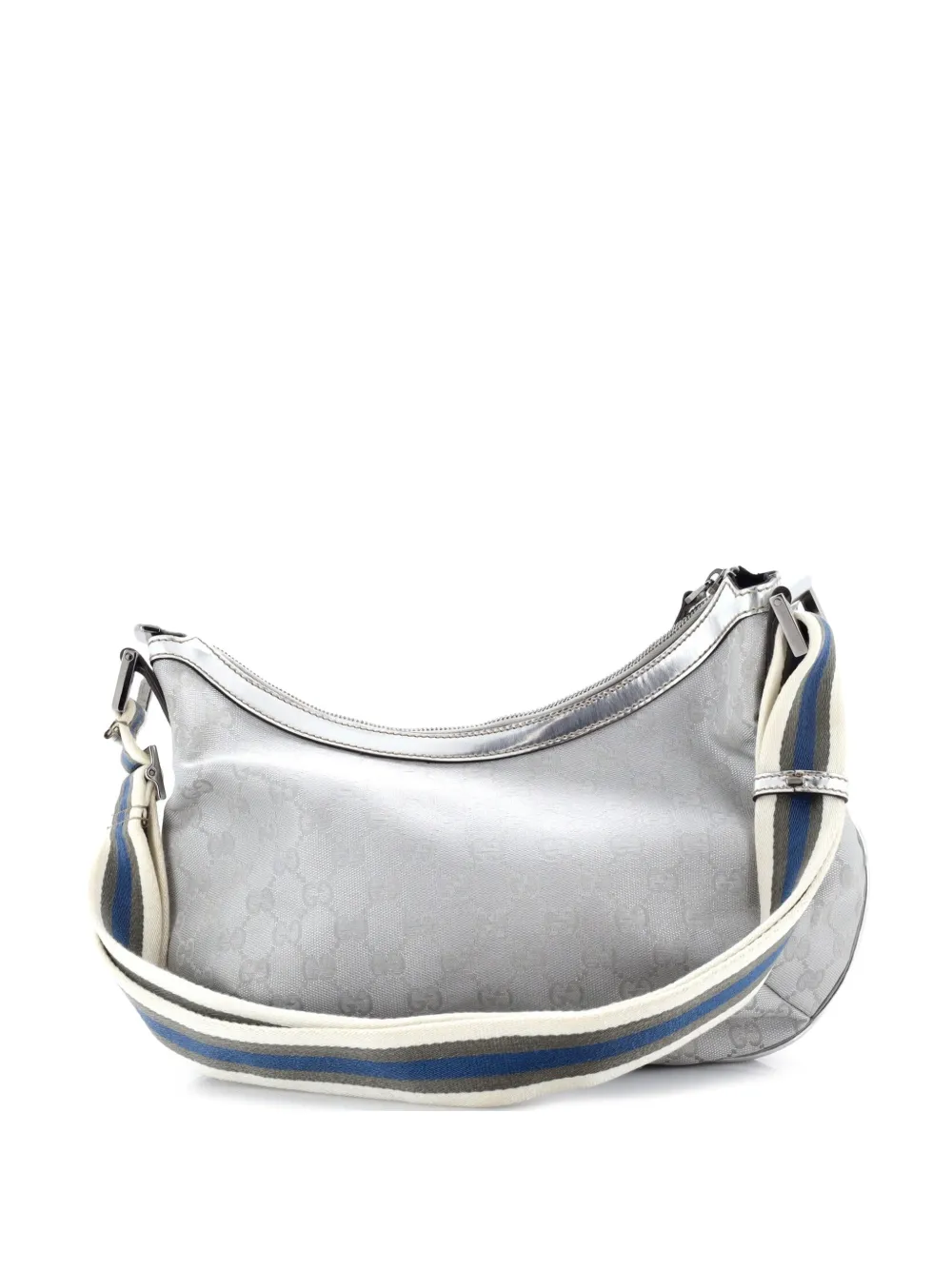 Gucci Pre-Owned Saddle Zip Messenger Bag GG Canvas with Leather Medium crossbody bag - Effetto metallizzato