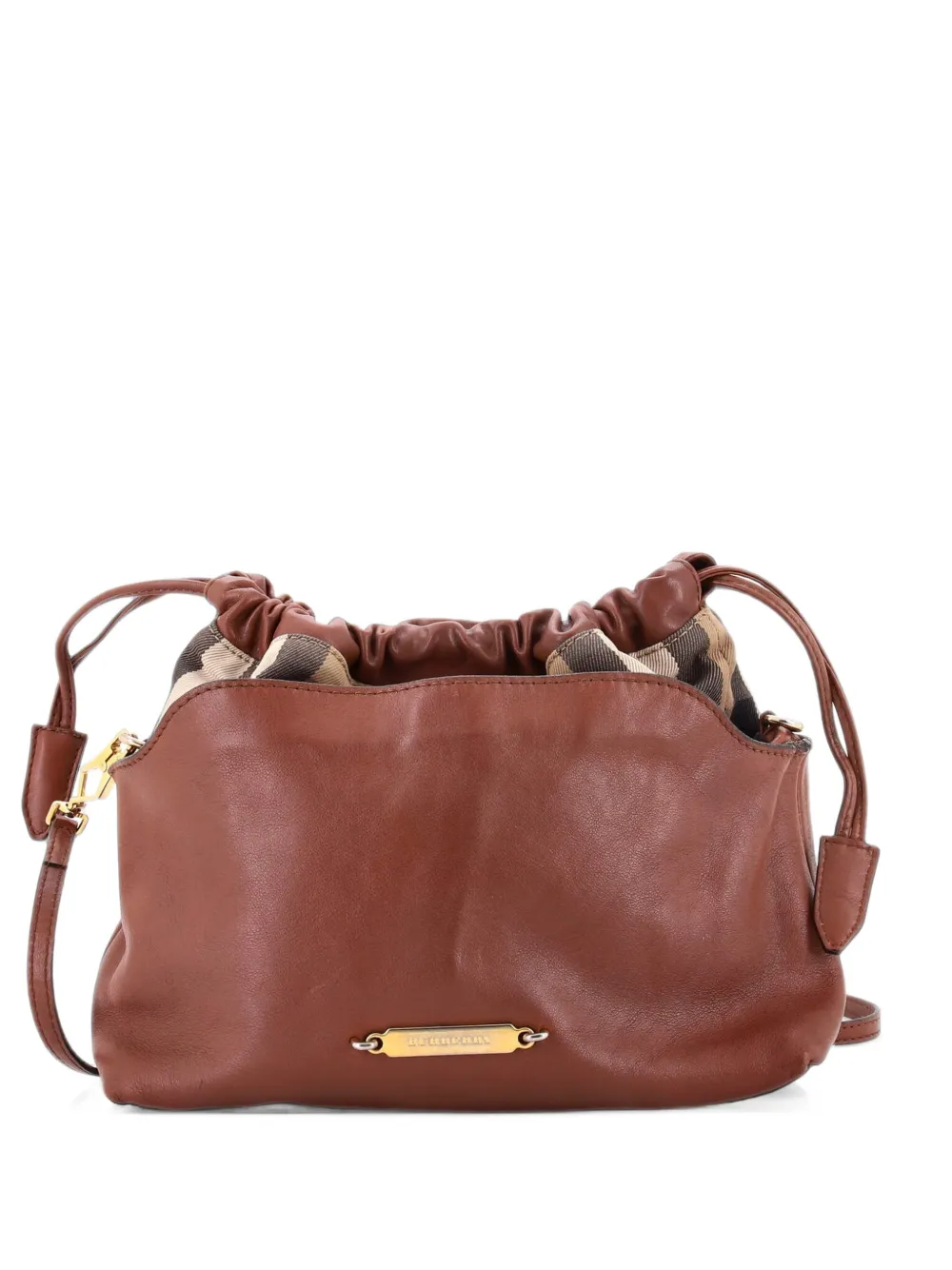 Burberry Pre-Owned Little Crush Leather and House Check Canvas crossbody bag - Brown