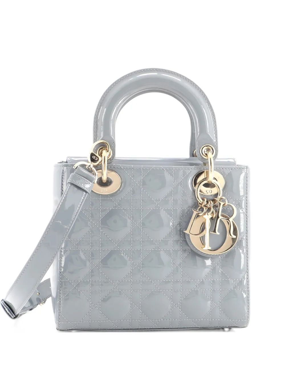 Christian Dior Pre-Owned Lady Dior Bag Cannage Quilt Patent Small satchel - Blau