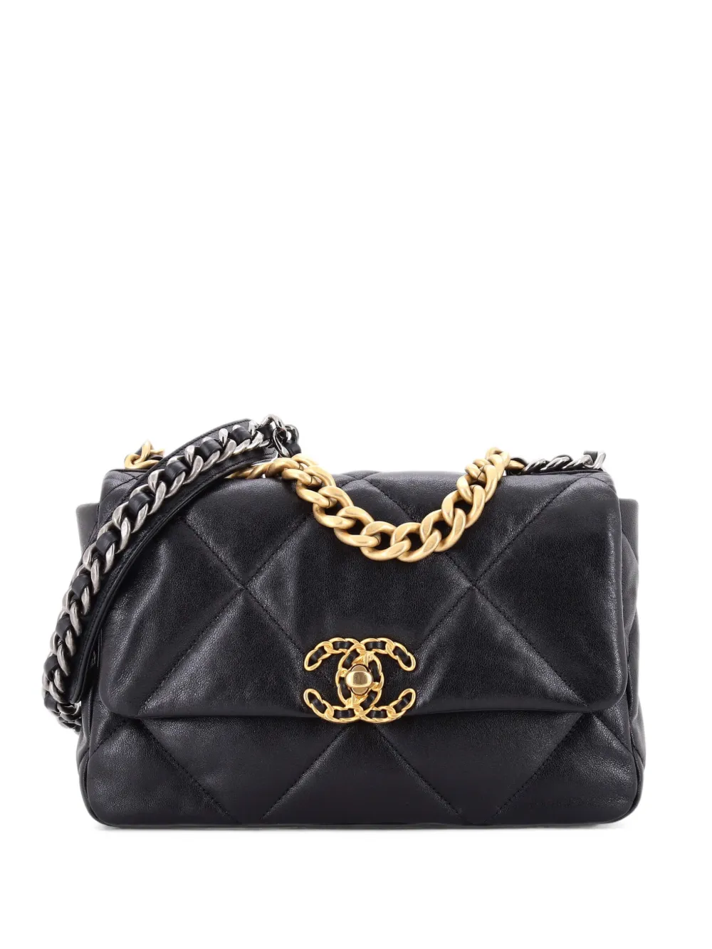 CHANEL Pre-Owned 19 Flap Bag Quilted Leather Medium crossbody bag - Black