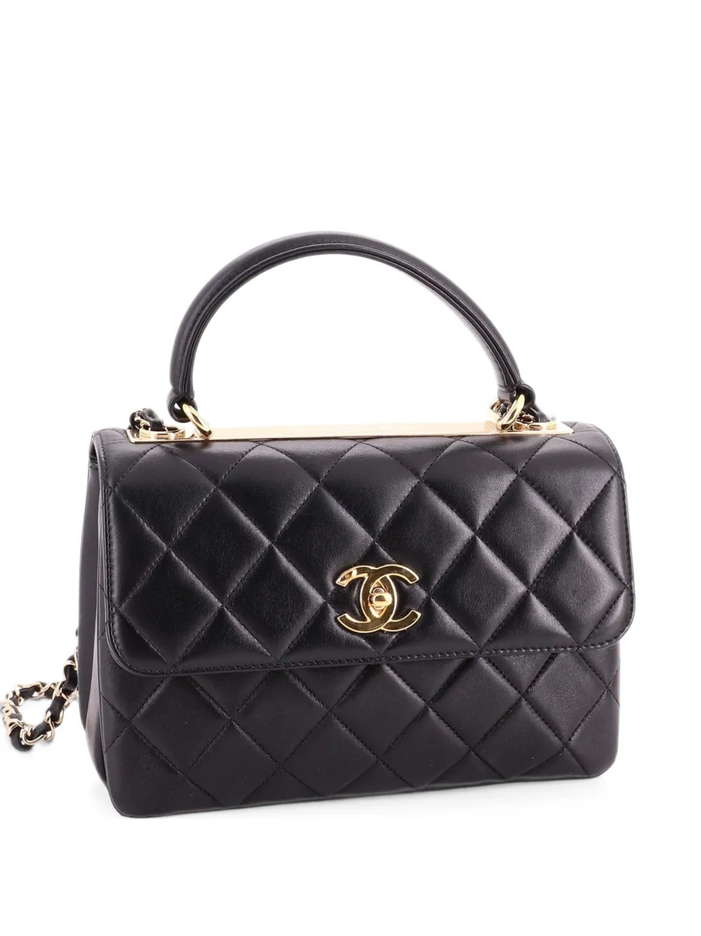 CHANEL Pre-Owned Kleine Trendy CC Top Handle Bag Schultertasche aus gestepptem Lammleder - Schwarz