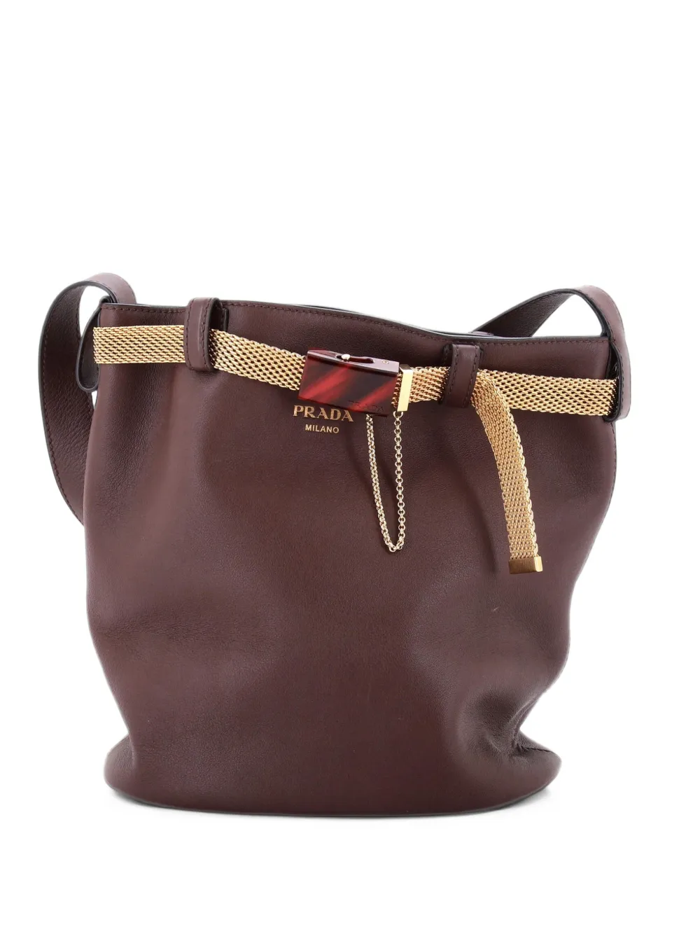 Prada Pre-Owned Borsa a secchiello Jeweled Belt in pelle - Marrone