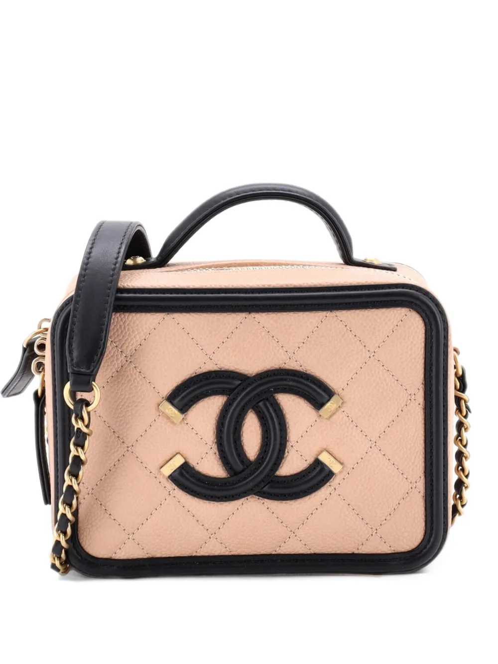 CHANEL Pre-Owned Filigree Vanity Case Quilted Caviar Small satchel - Neutrals