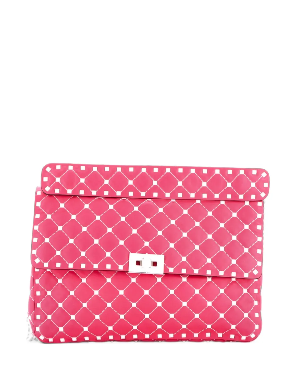 Valentino Garavani Pre-Owned Free Rockstud Spike Flap Bag Quilted Leather Large shoulder bag - Rosa