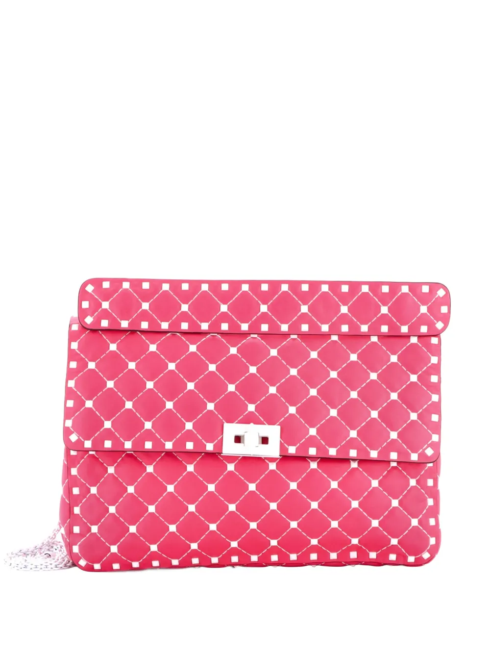 Valentino Garavani Pre-Owned Free Rockstud Spike Flap Bag Quilted Leather Large shoulder bag - Rosa