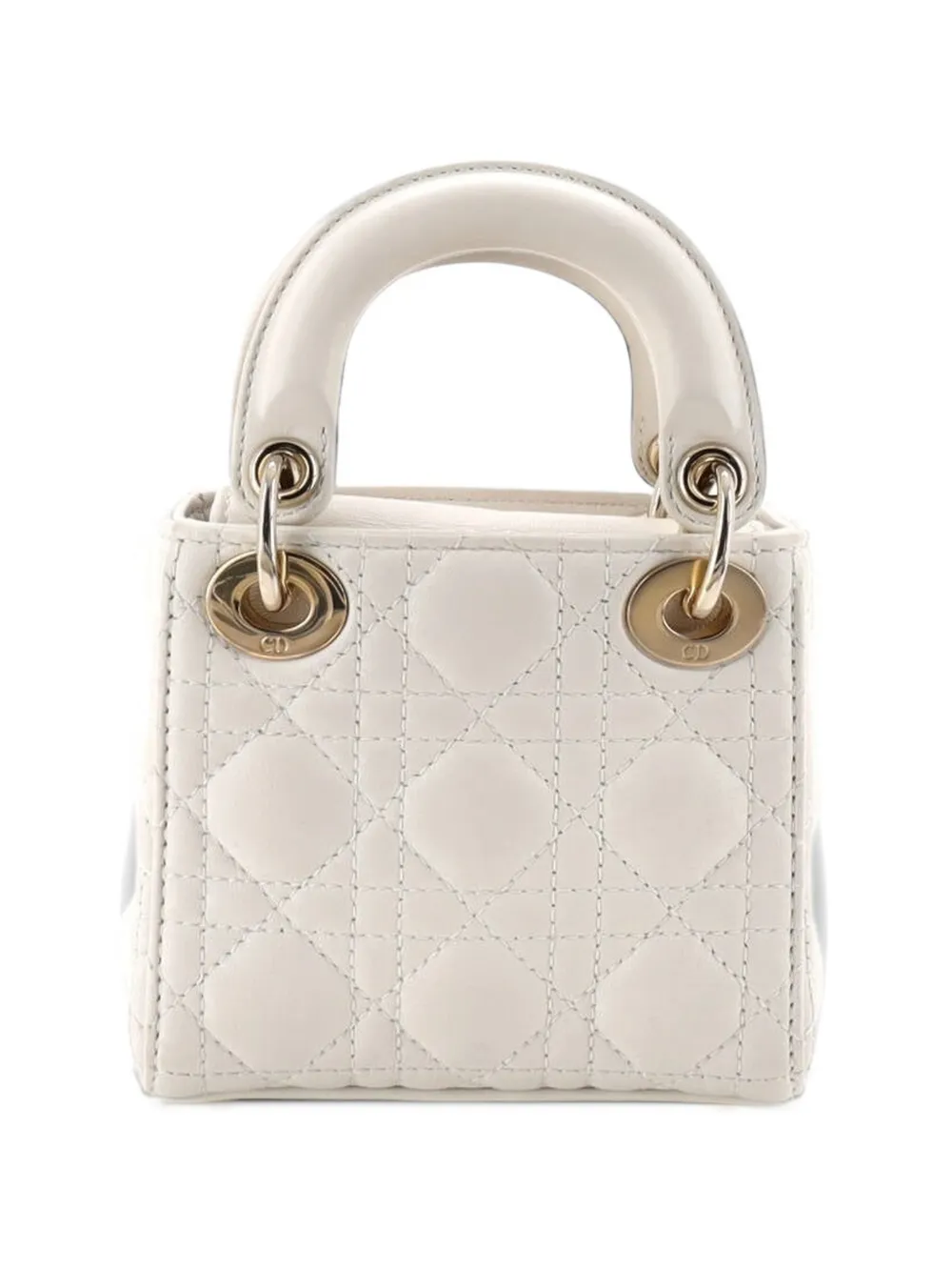Christian Dior Pre-Owned Lady Dior Bag Cannage Quilt Lambskin Micro shoulder bag - Weiß